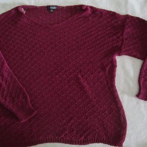 Ana Women Sweater 1X  Burgundy Long Sleeve